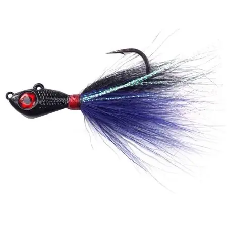 Big Eye Bucktail Jig In Black And Purple Color
