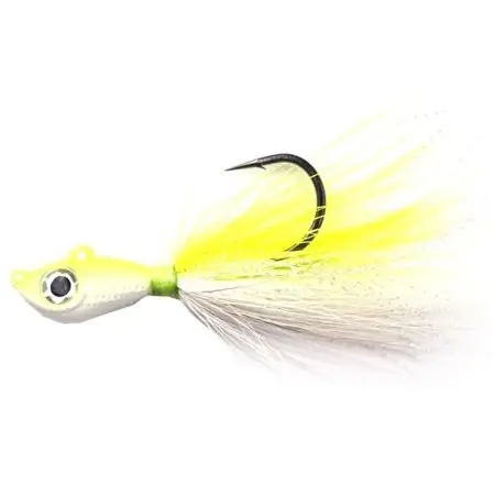 3oz White And Chartreuse Big Eye Bucktail Fishing Jig