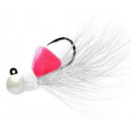 Aerojig Hackle Series Jigs 1/8 Oz. - White Cerise For Fishing