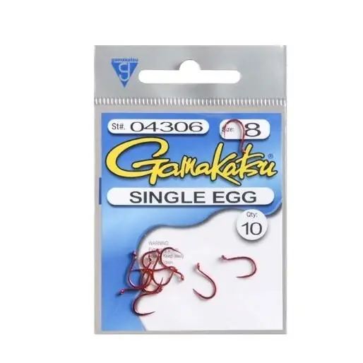 4306 Single Egg Brb Shank Red Size 8 10 Pk Fishing Hook