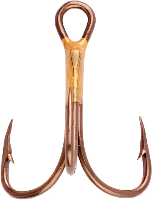  374a-8 Bronze Regular Shank Treble Hooks - Size 8