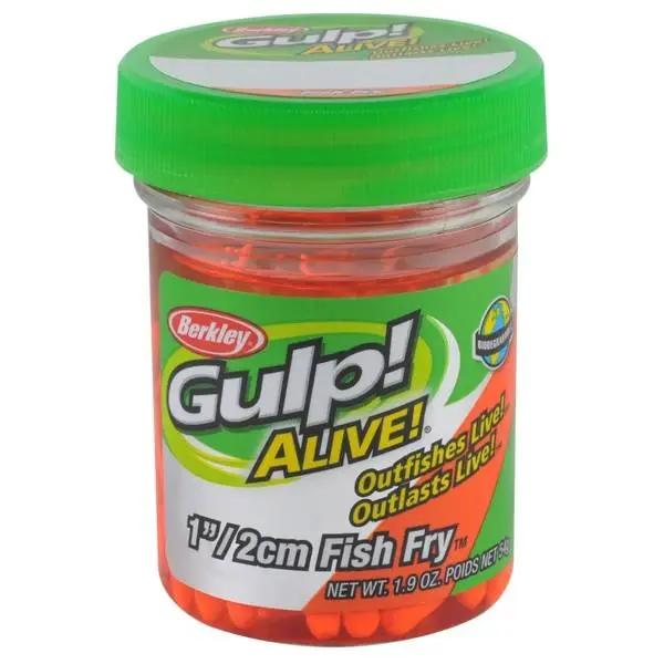 Gulp! Alive! Fish Fry Soft Bait, 1-inch, Fluorescent Orange