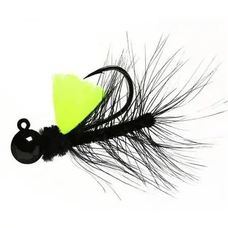 Aerojig Hackle Series Jigs 1/8 Oz Black Chartreuse Fishing Lures