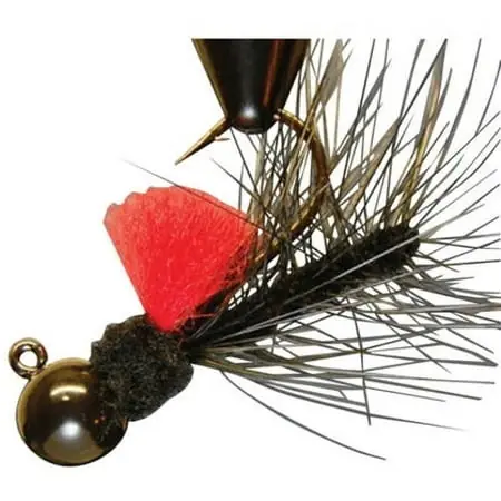 Hackle Series Jig, 1/8 Oz., Black/red Color