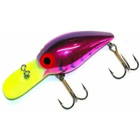 Brad‘s Wigglers Crank Bait, 3-inch Pink/purple Herringbone With Chartreuse Bill