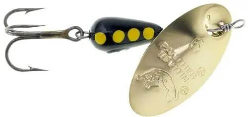 Bass Fishing Lure, Size 6, 1/4 Oz., Gold Spinner
