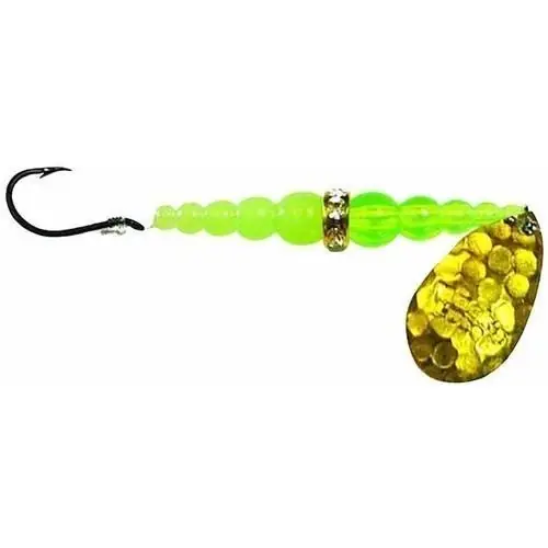 Wedding Ring Classic Spinner, 48 Inch, Hammered Brass And Fluorescent Chartreuse