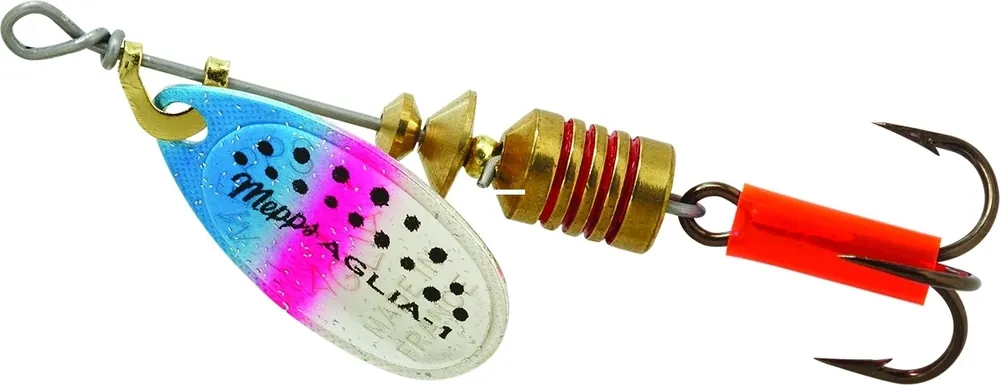 Aglia Plain Treble Inline Spinner Lure, 1/8-ounce, Rainbow Trout Multi-colored
