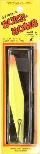 Buzz Bomb Fishing Lure, 4 Inch Yellow Red Sonic Lure