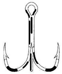 L374g-2 Lazer 2x Treble Regular Shank Curved Point Hook Bronze Size 2