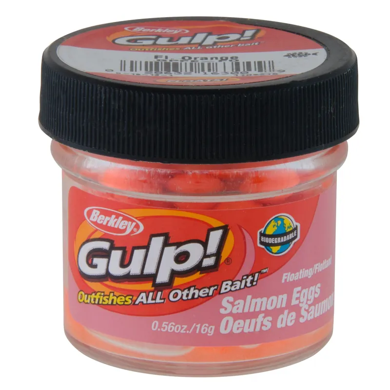 Gulp! Floating Salmon Eggs, Fluorescent Orange, 0.56-ounce Jar
