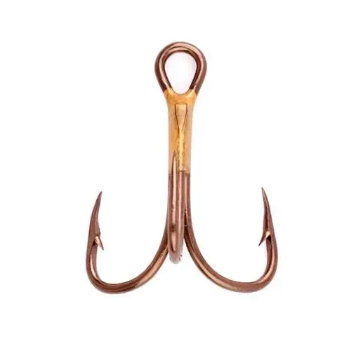 L374g-14 Lazer 2x Treble Regular Shank Curved Point Hook Bronze Size 14