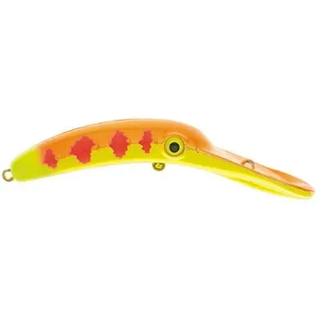 4.5 Fishing Lure - Metallic Chartreuse Orange Red Wing