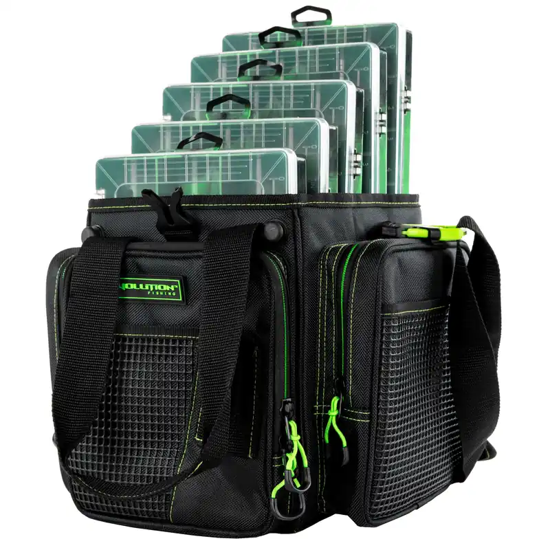Drift Series Topless Vertical 3600 Tackle Bag With 5 Trays, Green