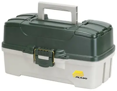 Fish Tackle Box, Green Metallic/off White, 3-tray