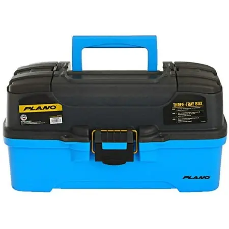 Plamt6231 3-tray Tackle Box With Dual Top Access - Smoke & Bright Blue
