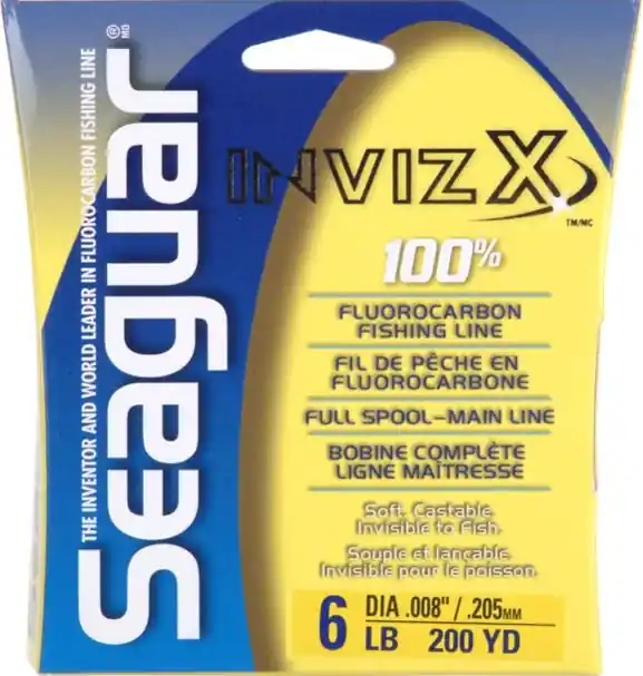 Invizx 100% Fluorocarbon Fishing Line - 200 Yards, 6 Pound Test