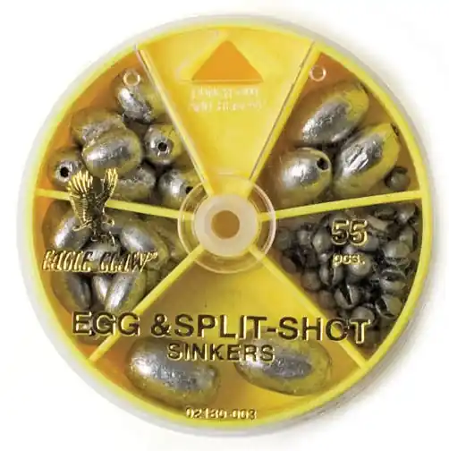 Egg And Split-shot Sinkers Assortment, 55 Pieces, Silver Finish