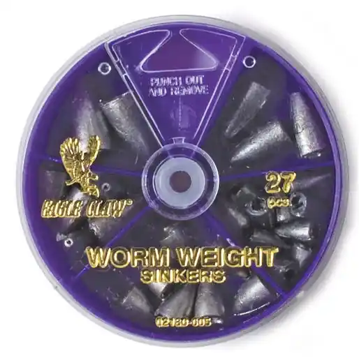 Worm Weight Sinker Assortment, 27 Pieces, Model 02180h-005