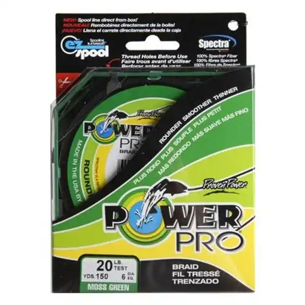 Power Pro Moss Green Braided Fishing Line 20 Lb 150 Yard Microfilament