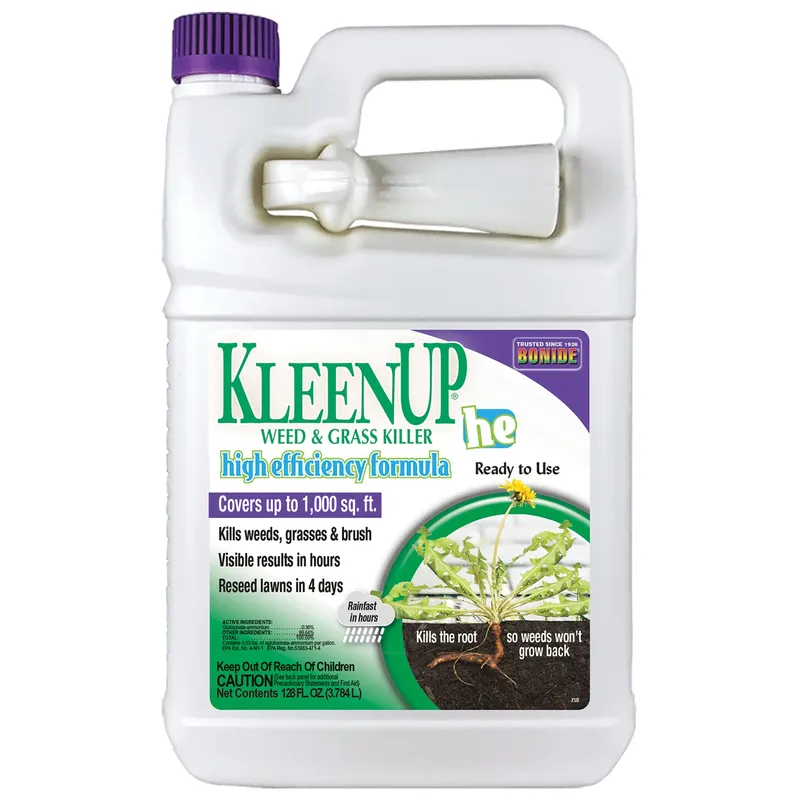 Kleenup He Weed & Grass Killer High Efficiency Formula, Fast Acting Formula Kills Weeds & Roots, 128 Oz. Ready-to-use