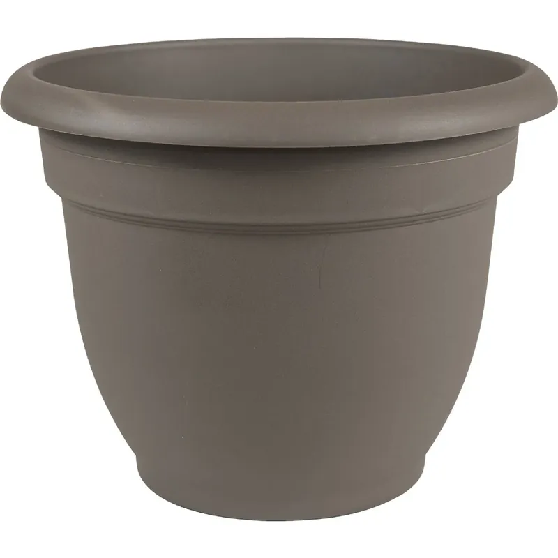 Ariana Planter, Self-watering, Charcoal Plastic, 12 In.