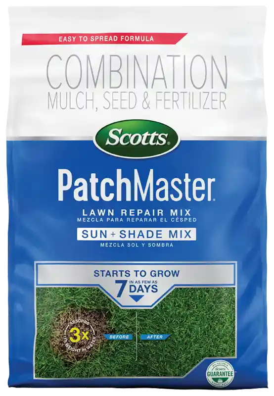 Patchmaster Lawn Repair Mix Sun + Shade Mix, 10 Lbs., Covers 145 Sq. Ft.