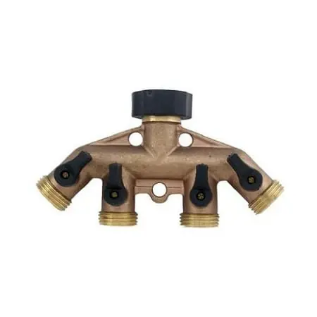 Gilmour 5/8 In. Brass Threaded Male 4-way Shut-off Valve