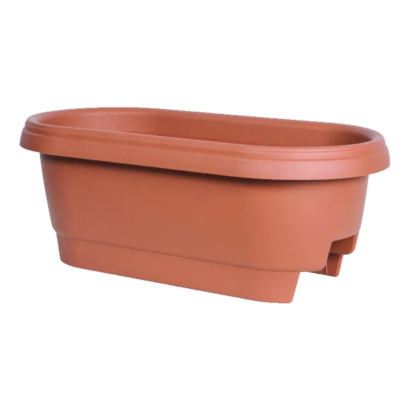 Deck Rail Planter, Plastic, Clay, 24-in.
