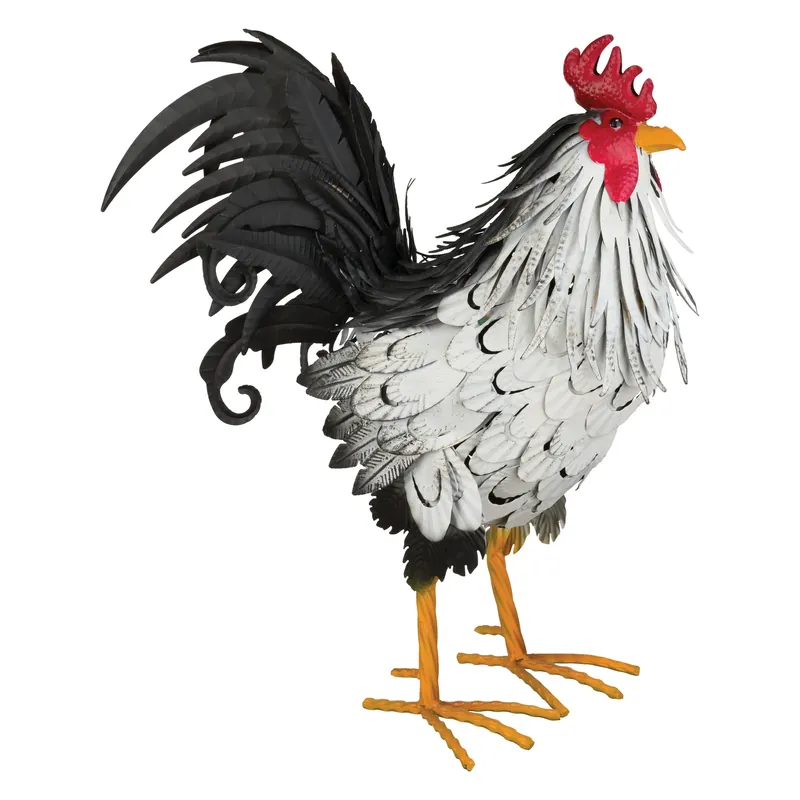 Multicolored Metal 21.75 In. Sussex Rooster Statue - Model 12376