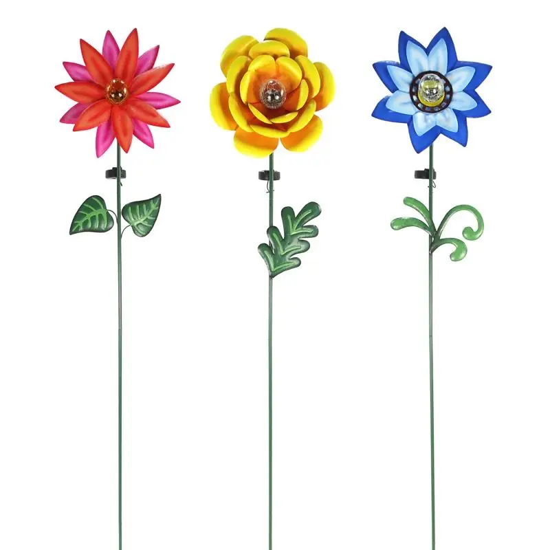 Multicolored Glass And Metal 60 In. H Flower Solar Garden Stake Rgg699a