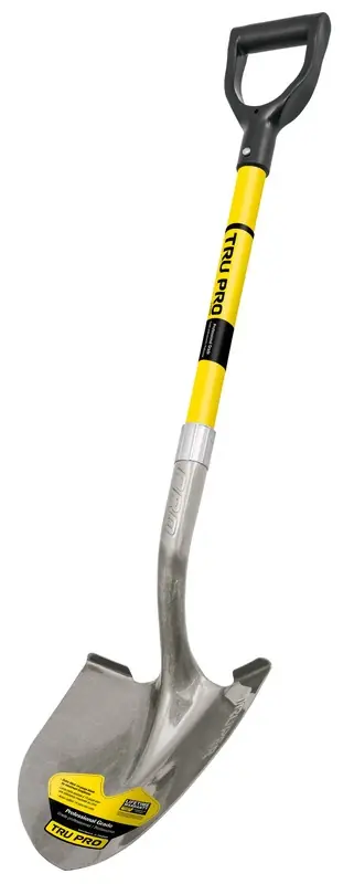 29 In. Fiberglass D-handle Round Point Shovel - Heavy Duty Steel Blade