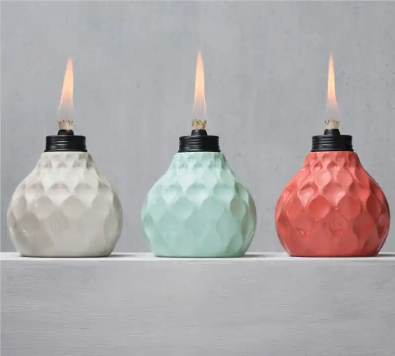 Marine Glass Table Torch, Ivory, Coral Or Blue, 6 In.