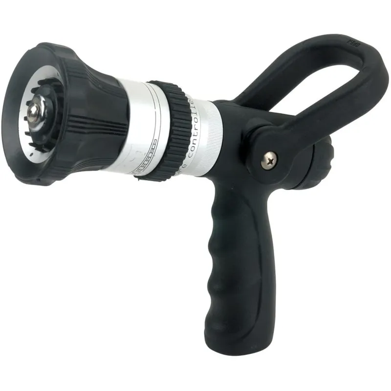 Adjustable Fire Hose Nozzle With Lever Shutoff And Cushioned Grip