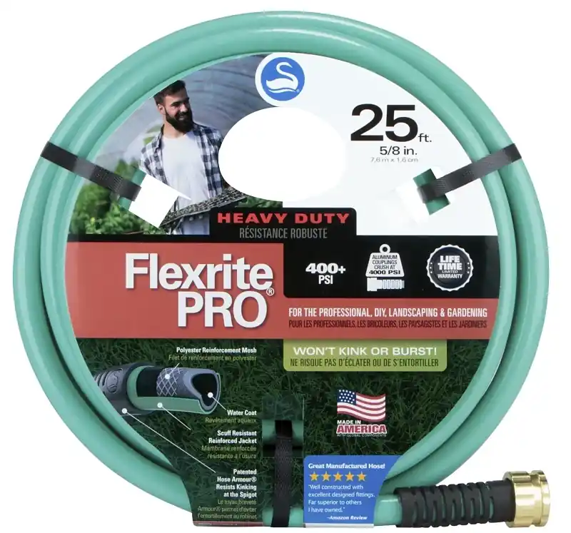 Flexrite Pro 5/8 In. Dia X 25 Ft. Heavy Duty Water Hose - Durable & Flexible
