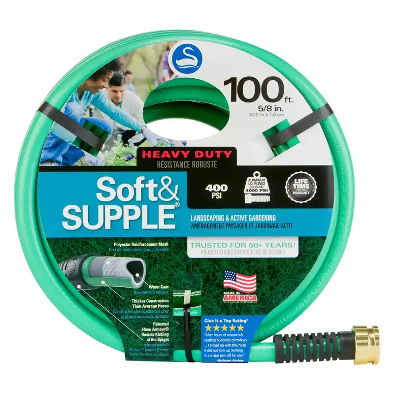 Soft & Supple Garden Hose, Heavy Duty 400 Psi Burst Strength, 5/8-in. X 100-ft.