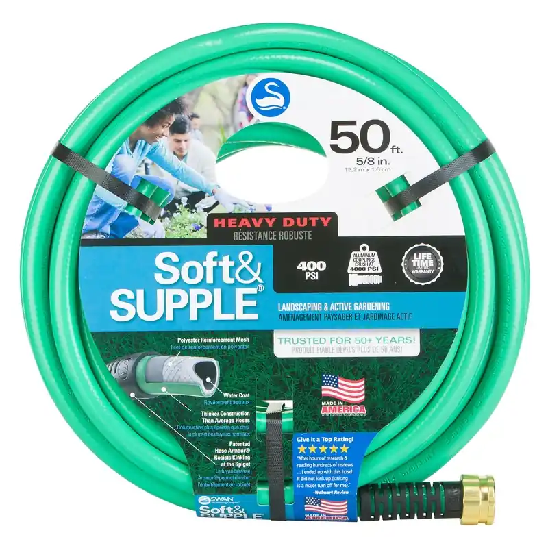 Soft & Supple Garden Hose, Heavy Duty 400 Psi Burst Strength, 5/8-in. X 50-ft.
