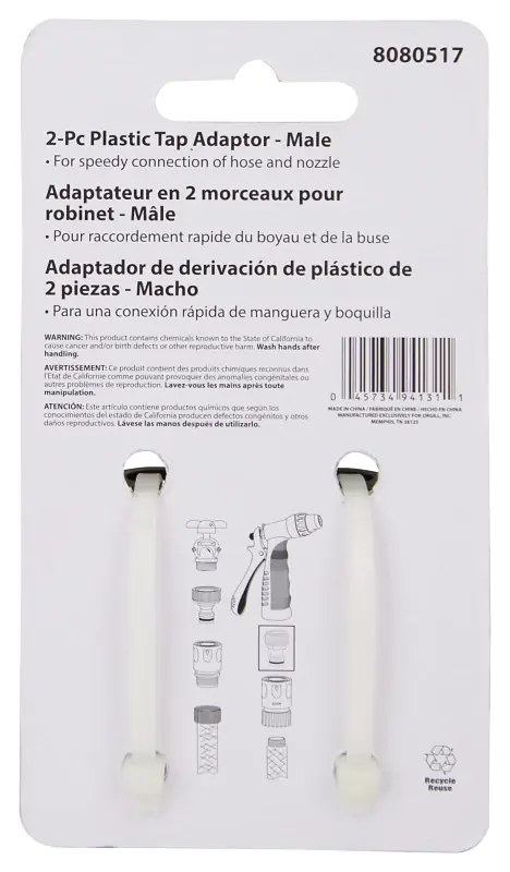 Gc545-2 3/4 Inch Male Plastic Tap Adapter For Quick Connector