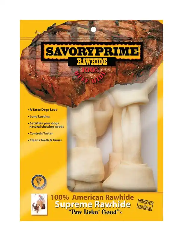 American Supreme Large Adult Knotted Bone Beef Rawhide 8-9 In. L 4 Pk