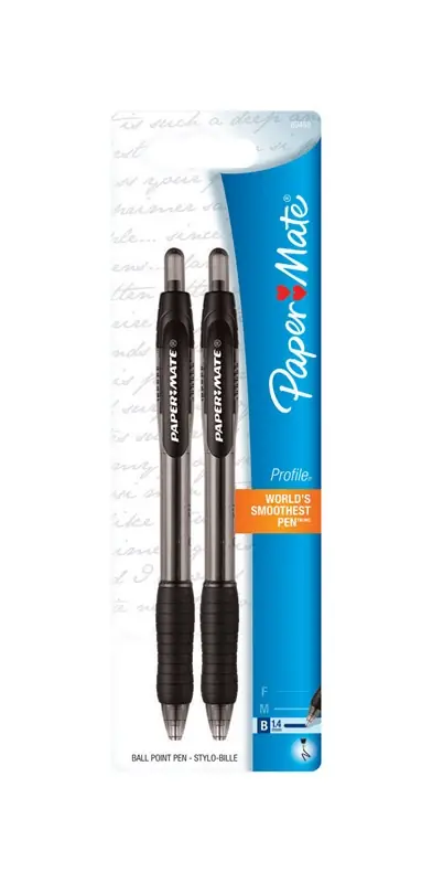 Profile Black Retractable Ball Point Pen 2 Pk