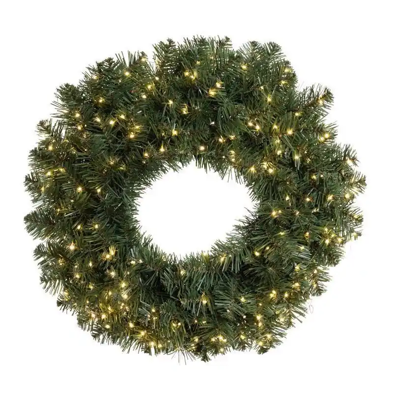 24 Inch Led Prelit Warm White Cascading Wreath With 300 Bulbs
