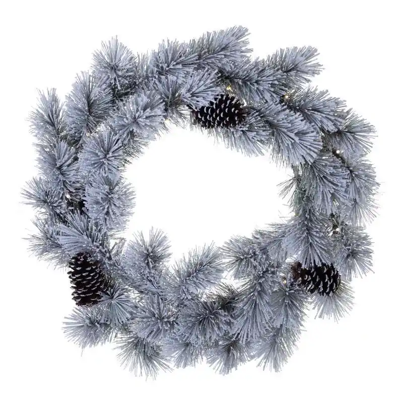 30 Inch Led Prelit Multicolored Snowy Scotch Pine Wreath