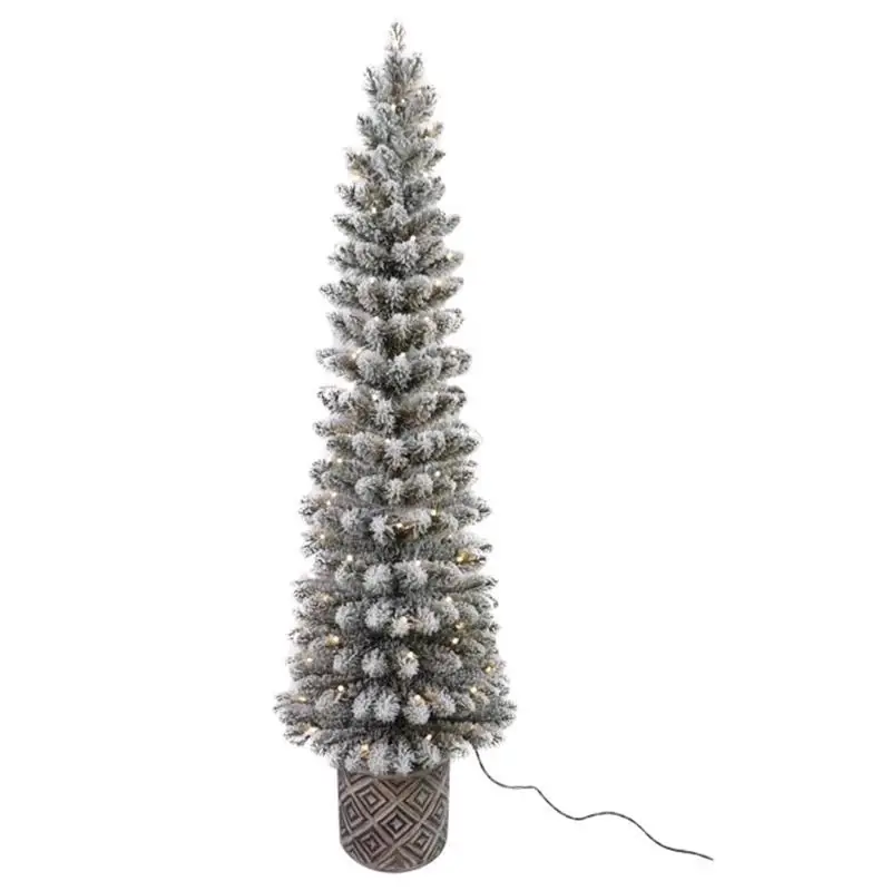 5 Ft. Slim Led 100 Ct Flocked Diamond Potted Color Changing Entrance Tree