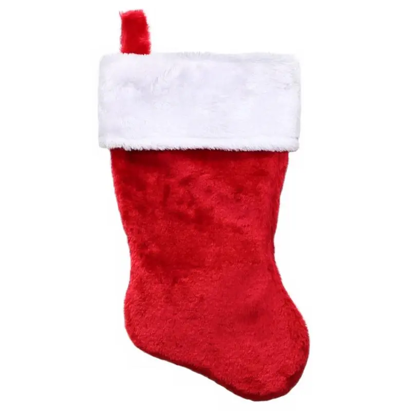 Christmas Stocking, Red Plush, 17.5 In.
