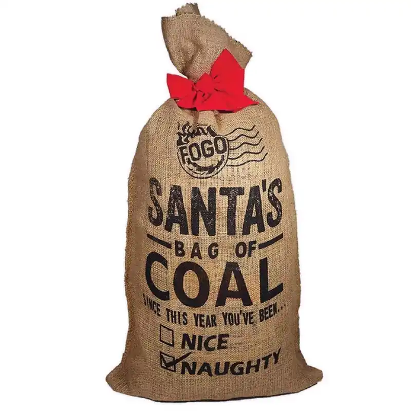 Brown Santa‘s Bag Of Coal Gift Bag - 36 Length, 21.5 Width, 17.6 Capacity