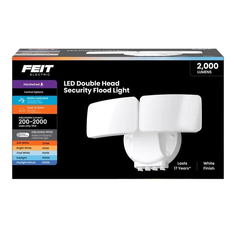 Feit 2000‑lumen Motion‑activated Hardwired Led Security Floodlight – White