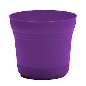 Royal Lilac Matte Plastic Round Planter With Matching Saucer – Bloem Saturn Series