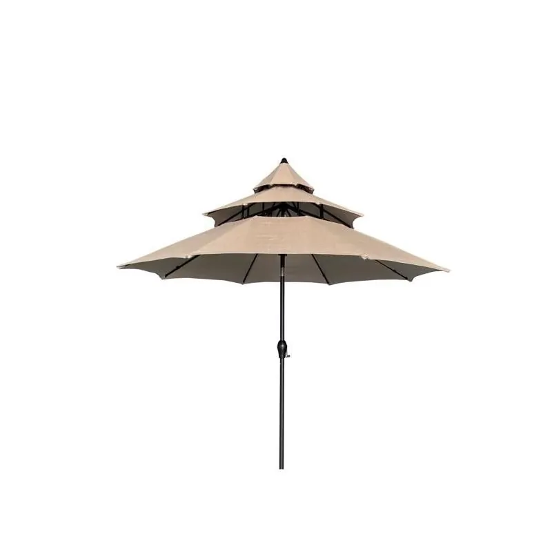Pagoda 9‑foot Tilting Taupe Outdoor Umbrella – Aluminum Frame, Olefin Canopy