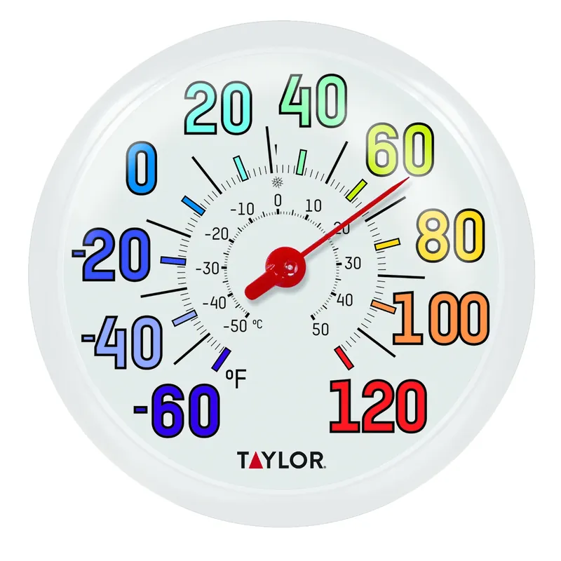 Outdoor Thermometer, Big And Bold Dial, Sky Blue, 13.25-in.