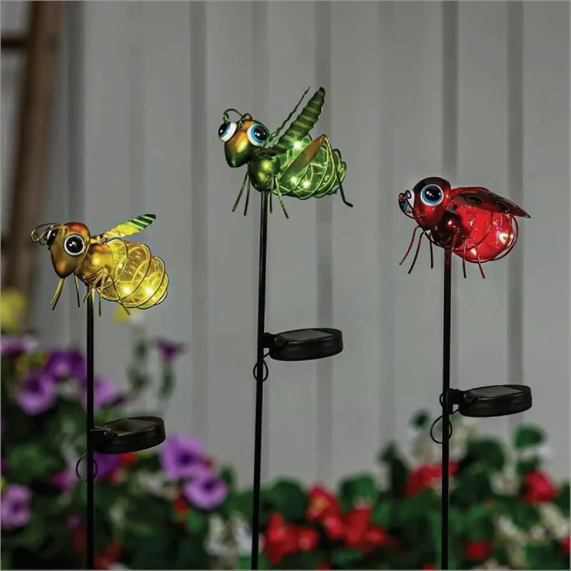 31‑inch Solar Pollinator Garden Stake – Vibrant Bee, Ladybug & Butterfly Lights